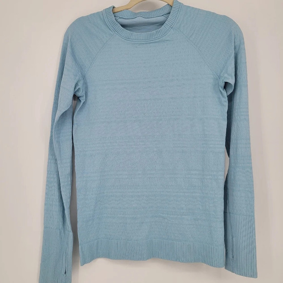 Lululemon light blue long sleeve Haze rest top size 4 - Picture 1 of 7